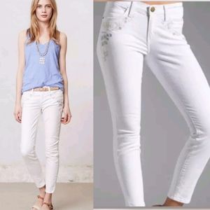 NWT current Elliott  dirty white embroidery jeans